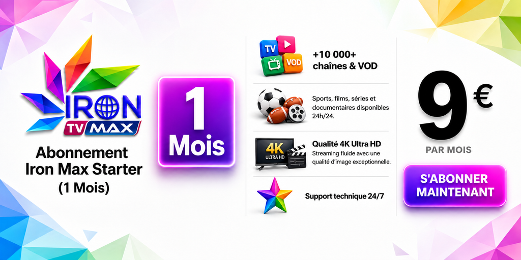 Abonnement Iron TV Max 1 mois